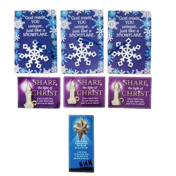 🎄✨ Christian Ornament Lot Snowflakes Candles Star 7 Pc Christian Gifts 🙏🏻🕯️ - Picture 10 of 10